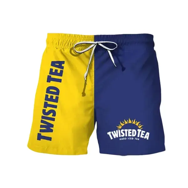 Vintage Twisted Tea Hawaiian Shorts, Men's Tropical Resort Shorts – Hawaiian Floral Pattern Summer Beachwear for Poolside and Coastal Adventures