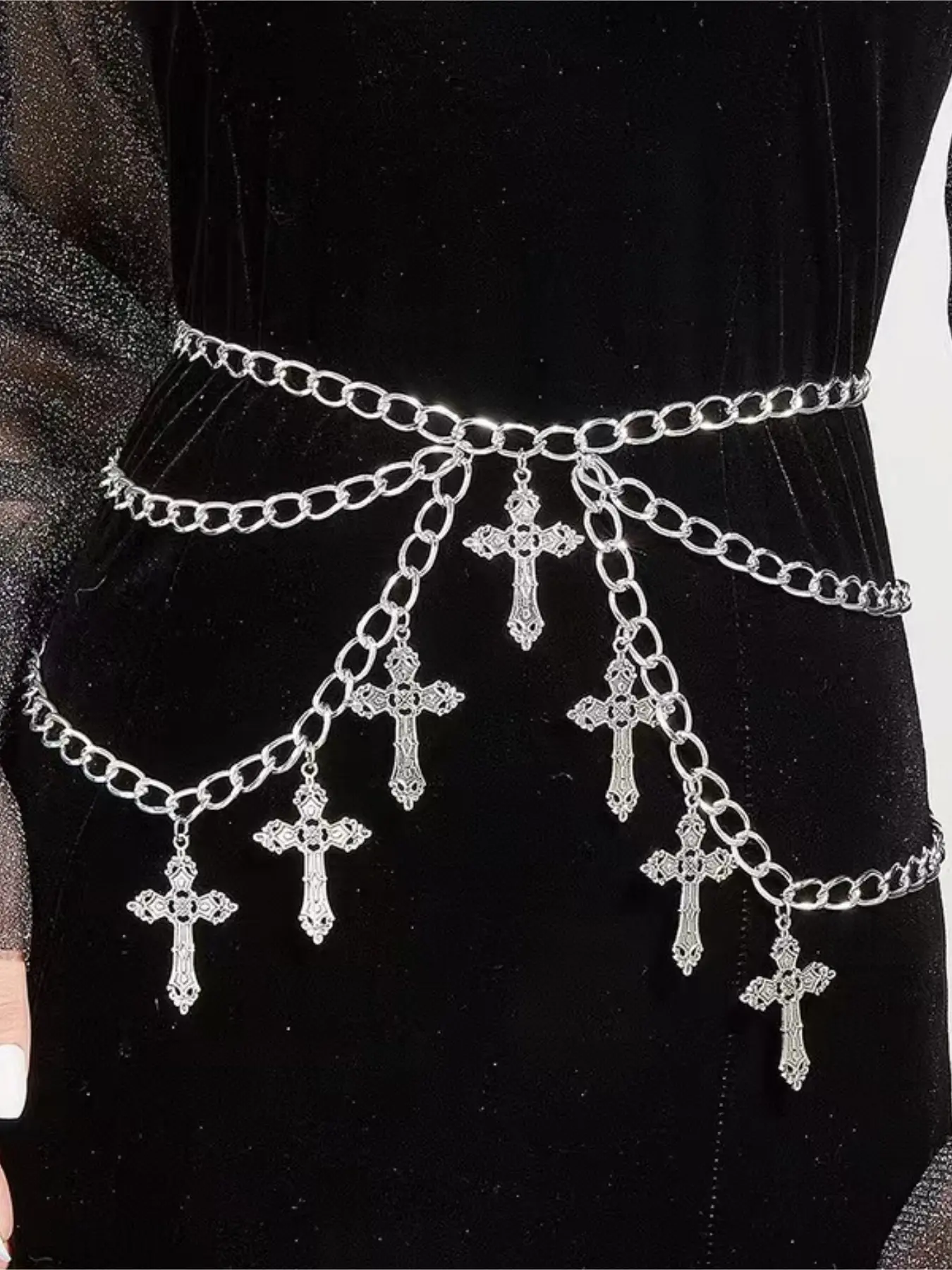 Crucifix Waist Chain - Women's Waist Accessories, Body Jewelry, Niche Waist Decor, Versatile Charming Cool Punk European and American Spicy Girl Personal Body Chain