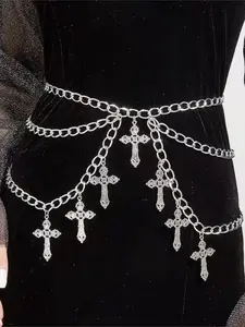 Crucifix Waist Chain - Women's Waist Accessories, Body Jewelry, Niche Waist Decor, Versatile Charming Cool Punk European and American Spicy Girl Personal Body Chain