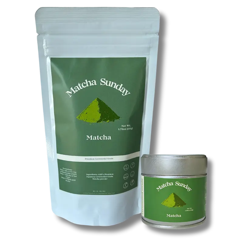 Matcha Sunday Ceremonial Grade Matcha Powder Bundle - Traditional Green Tea, Smooth, Vibrant, Savory, Stone Grind
