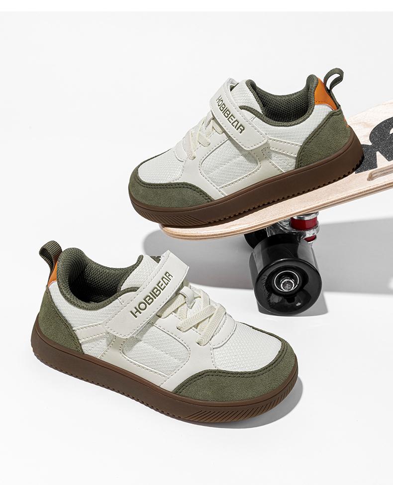 HOBIBEAR Spring/Autumn Kids’ Wide-Toe Casual Sneakers, Versatile Velcro Closure, Breathable Woven Upper