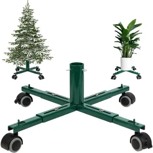 Rolling Christmas Tree Stand with Wheels – Movable Base for Artificial Trees up to 7.5 FT – Green Plant Caddy & Tree Dolly for Easy Storage & Display Metal Ornaments