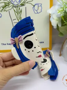 Blue-Haired Girl Double-Sided Hair Claw Clip, All Over Print, Durable Plastic Material, 4 Inch Casual Style for Women & Girls