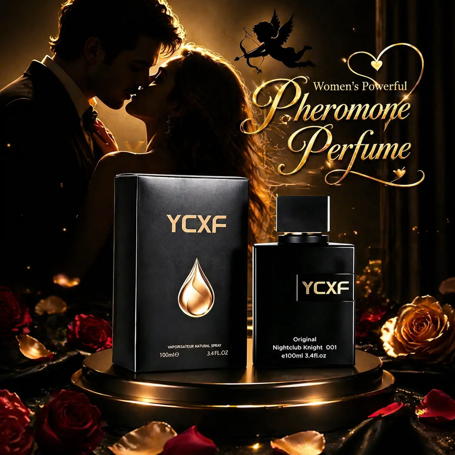 YCXF New Men's Pheromone Cologne - Powered by Pheromones, Long-Lasting Warm Potent Fragrance Scent Blend with Saffron, Aged Rum, Burnt Cedar Notes, Aromatic Scent for Enhanced Appeal