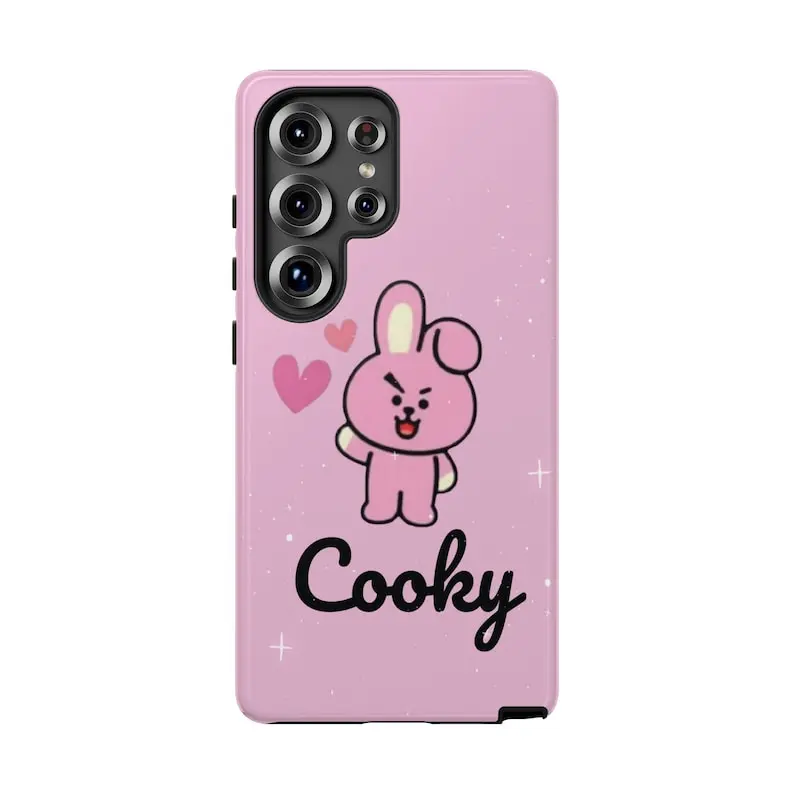 Pink BT-21 Cooky Phone Case, Kpop Fan Protective Cover. Case for IP 11 12 13 14 15 16 17 Pro, Plus, Promax, S21,22,23,24,25 Ultra, Tough Case, Magsafe Case