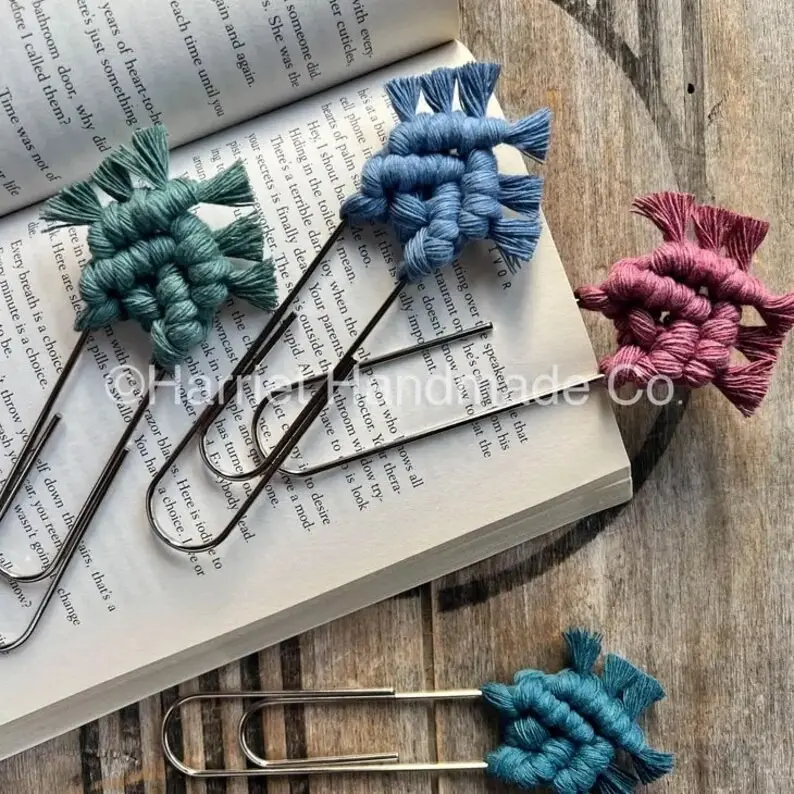 Handmade Oversized Paperclip Macrame Bookmark | boho gifts reader bookworm book lover gift librophile librarian read