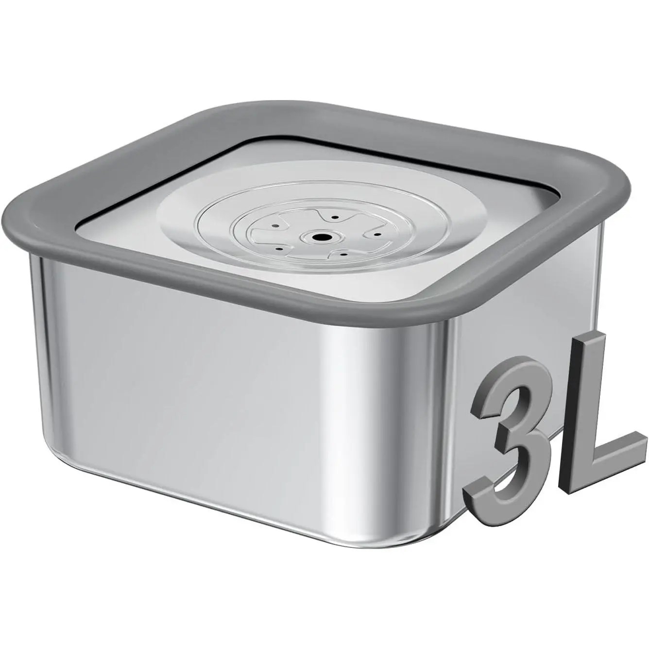 Water Bowl No Spill, 101oz Stainless Steel Spill-Proof Bowl with Anti-Splash Floating Disk & Anti-Digging Lid, Slow Drinking Design with Non-Slip Base for  Drinkers