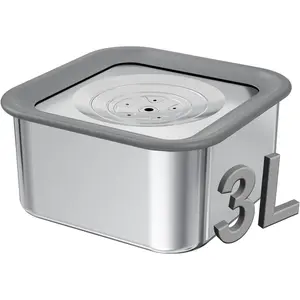 Water Bowl No Spill, 101oz Stainless Steel Spill-Proof Bowl with Anti-Splash Floating Disk & Anti-Digging Lid, Slow Drinking Design with Non-Slip Base for  Drinkers