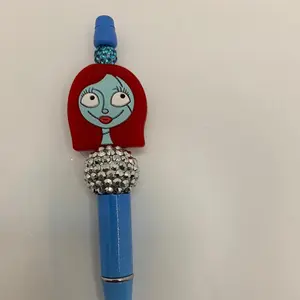 Blue Stitched Doll Beaded pen