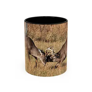 Fighting Deer Colorful Ceramic Mug (11oz) - Perfect for Coffee and Tea