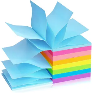 Pop Up Sticky Notes 3x3 inch, 8 Bright Multi Colors,Accordion Self-Stick Notes, Purple Sticky Notes 8 Pads 80 Sheet/Pad