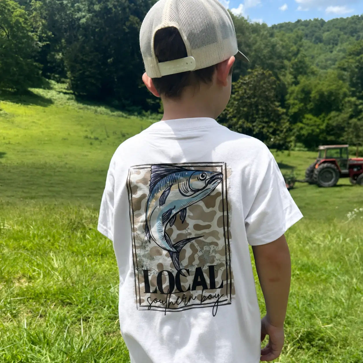 Youth & Toddler Pure Cotton Southern Look Fish Print Graphic Tee - Southern-Style Boys' Outdoor Country Clothing, Hoodies & Crewnecks 1I2D1