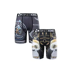BIKERKING 2Pcs Men Underwear Boxers Breathable Man Swimming Underpants Plus Size Print Mens Panties Trunks Sexy Men's Boxershorts