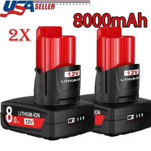 high quality  2Pack For Milwaukee for M12 LITHIUM 8.0Ah Extended Capacity Battery 48-11-2460