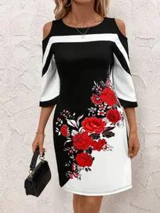 Women's Summer Slim Fit Off-Shoulder Dress, Floral, Stylish and Comfortable Design, Perfect for Warm Weather, Ideal for Casual Wear