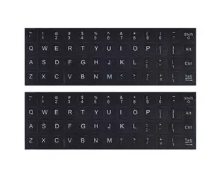 2PCS English Keyboard Stickers, Universal Keyboard Letters Replacement Sticker White Font on Black Background for Computer Laptop Notebook Desktop, Matte English Keyboard Alphabet Stickers