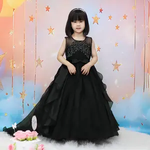 Mesh embroidered children's evening dress, princess dress, suitable for beauty pageants, parties, family gatherings, and birthday parties under 14 years oldgirl set girls clothes kids clothing