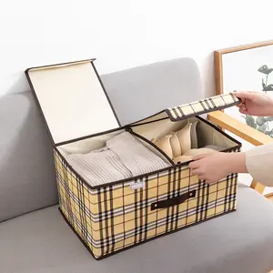 Fabric clothes storage box, foldable wardrobe organizer, underwear storage container, household storage essential for clothing