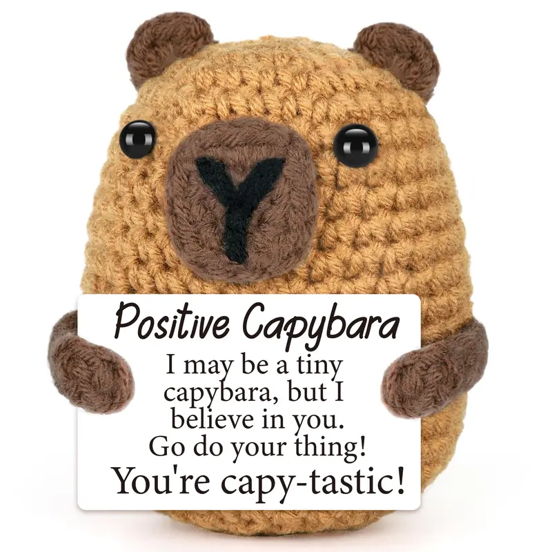 Handmade Small Knitted Capybara Plushies, 1 Pcs PVC-Free Soft Skin-Friendly Stress Relief Plush, Unisex Emotional Support Item, Ideal Holiday Gift for Adults, Bag Charm
