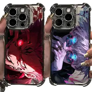 Hot Anime J-Jujutsu K-Kaisen Gojo Satoru Plating Case for iPhone 17 Air 16 15 14 13 12 11 Pro Max Plus  & Samsung S26 S25 S24 S23 S22 Plus Ultra, Shockproof Anti-Fall Armor Protective Cover
