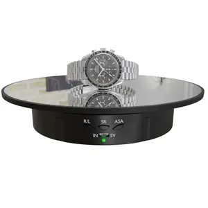 Rotating display stand Electric turntable display table smooth mirror jewelry display hand model live shooting speed rotating table bright glass mirror, Display Riser, Adjustable Standing Shelf