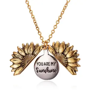 Vintage Sunflower Locket Necklace