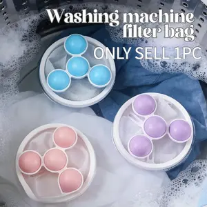 3 Counts Washing Machine Filter Bag, Reusable Floating Hair Filter for Laundry Washer Cotton