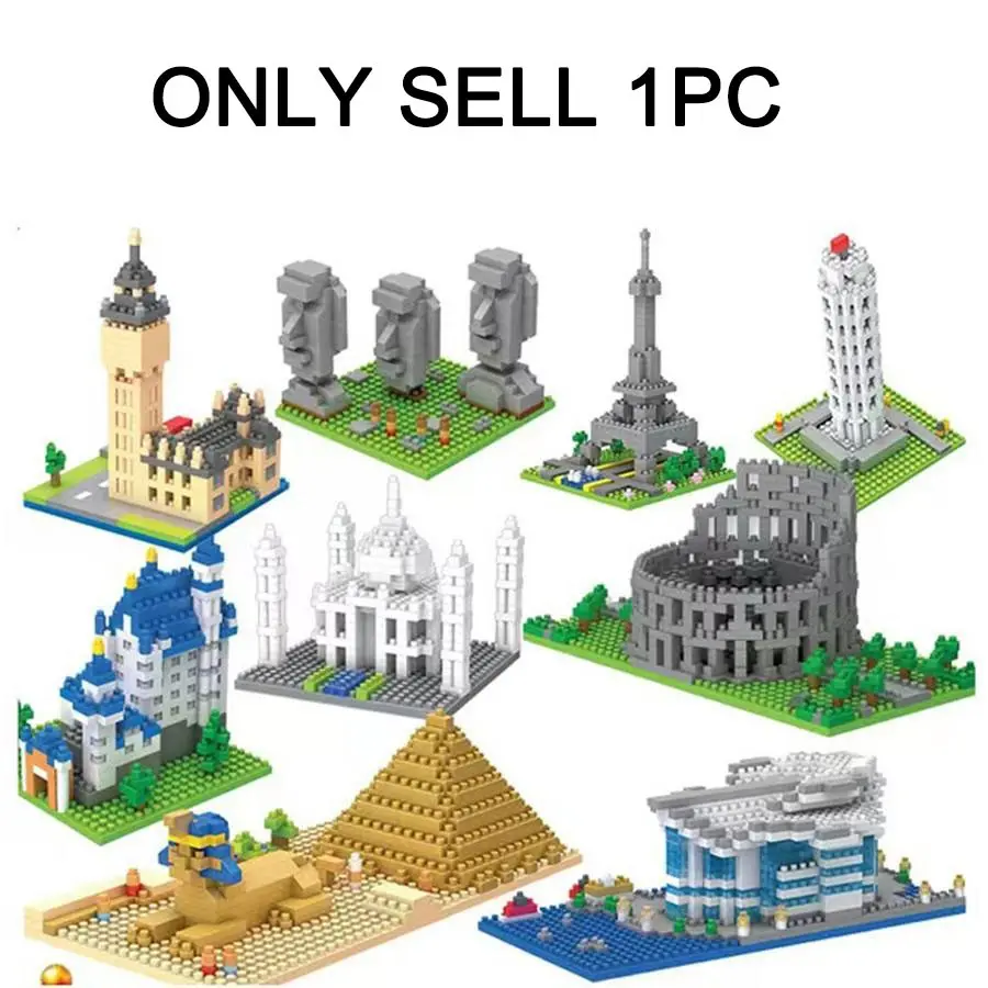 Small Size Micro Grain World Famous Landmark Elizabeth Tower Big Ben 3D Puzzle Blocks Toy Set, Educational Art Memorial Gift for Kids