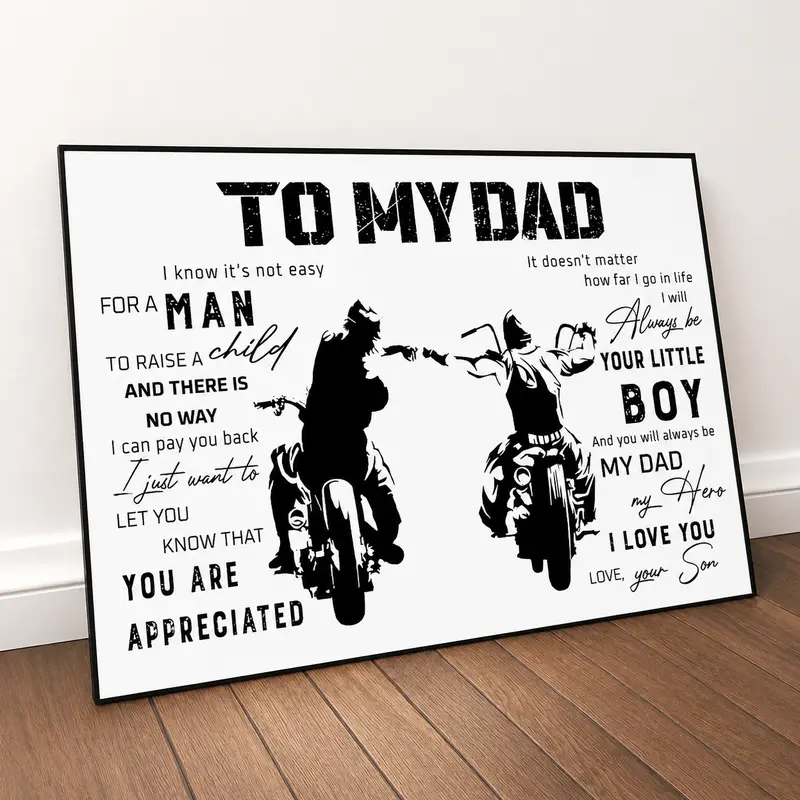 To My Dad Gift from Son Father's Day Artistic Poster Unframed Fingerprint Resistant Decor Print Aesthetic Design Unique Artwork,Father's Day GiftA,wall decor,wall decor for men. Wall Art Decoration