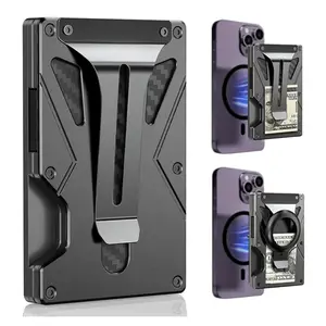 Wallet Magnetic Wallet for iPhone Lightweight Phone Wallet Men's Ultra-Thin Aluminum Wallet with RFID Blocking 15 Card Slots