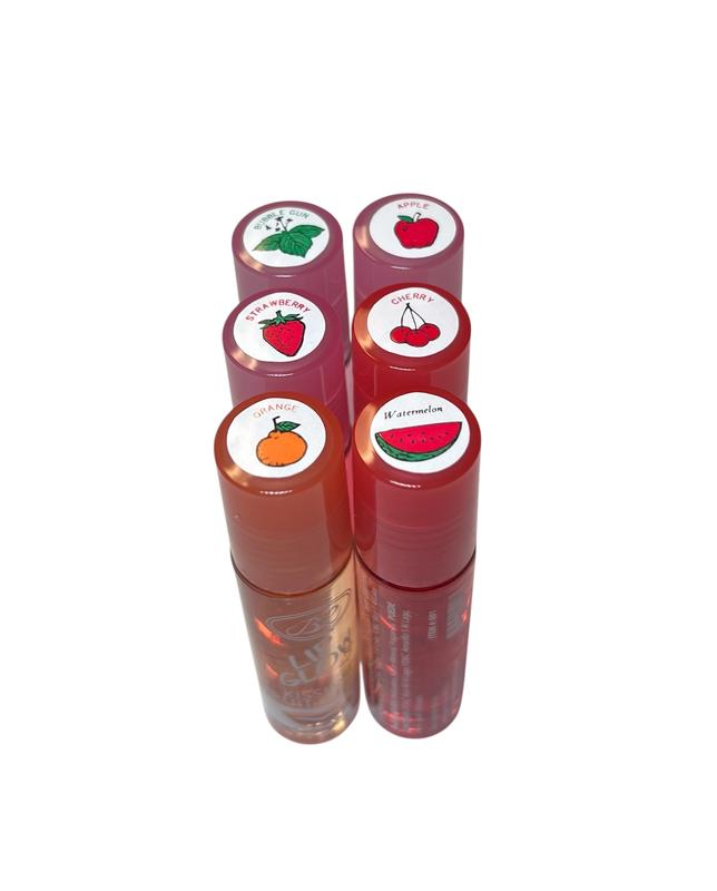 Lip Glow Kissing Fruit Gloss Six Count - Classic Roll-On Tip with Randomly Assorted Flavors & Slight Tint - Mainland China Origin