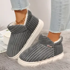 Bootie Slippers for Women Warm House Shoes Memory Foam Indoor Outdoor Fuzzy Boots with Rubber Sole