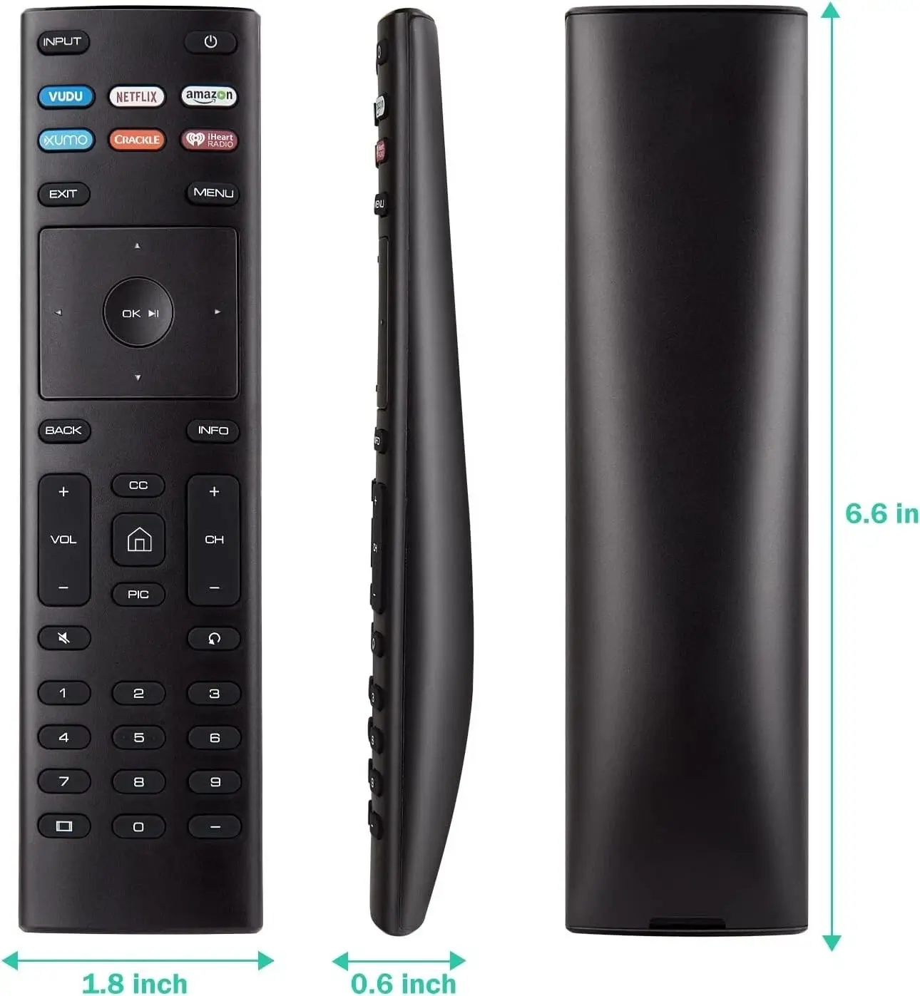 New XRT136 Remote Control Accessory for Vizio Smart TVs, with 6 Keys (Vudu, Amazon, iHeart, Netflix Compatible), Black, Accessories