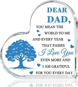 Father's Day Gifts for Dad Birthday Gifts for Dads form Daughters Sons Acrylic Heart Plaque I Love You Best Dad Ever Gift for Christmas Valentines
