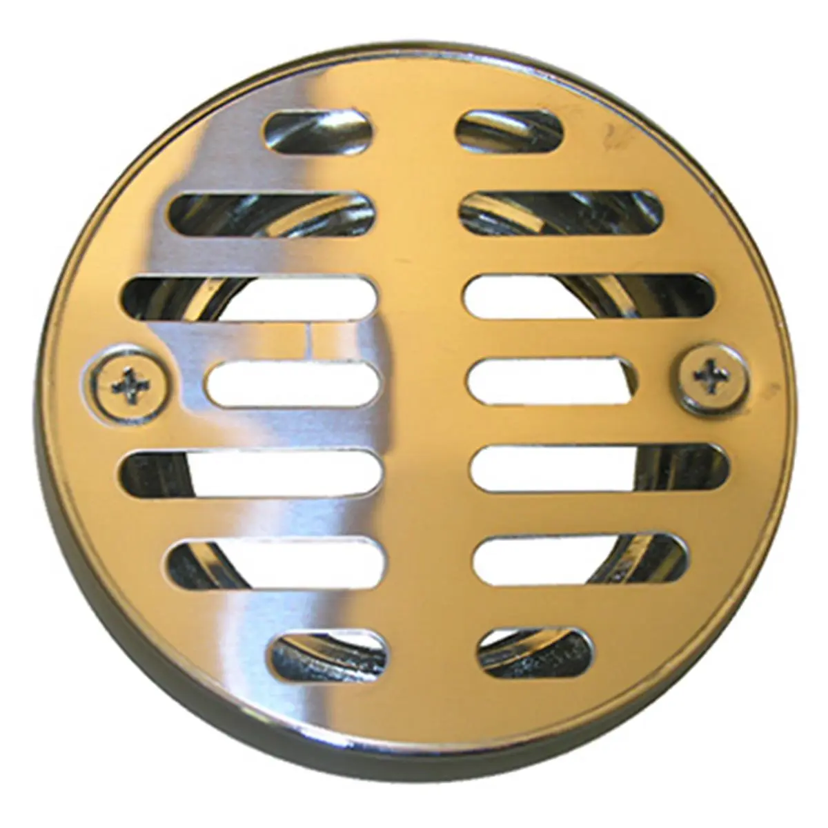 Larsen Supply 03-1243 Chrome Plated Plate Drain Grill - 3.25 in. Bathroom Fixture Accessory with 2 Screws & Drain Feature, Shower Drain, Drain Feature Bathroom Fixture Accessories