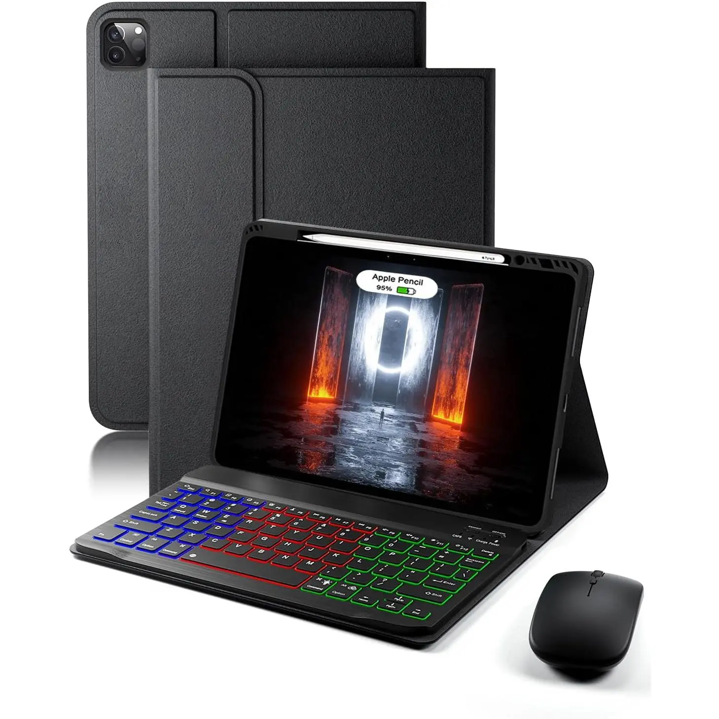 Keyboard Case for iPad Air 13 inch (M4-2026/M3-2025/M2-2024) & iPad Pro 12.9 inch (6th/5th/4th/3rd Gen) Case with Keyboard Dazzle Magic Keyboard Backlit -in Pencil Holder with  - Black