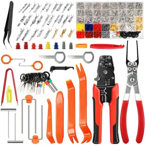 Automotive Electrical Connectors Kit, 28 Types Electrical Terminal Pins Kit with Crimp Tool, Relay Fuse Remover & Car Disassembly Tool, Wire Terminals for Professional Auto Repair