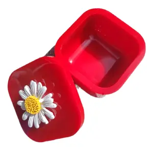 RESIN Daisy trinket box with lid Red white yellow gift Decorative handmade beautiful Organizer flower jewelry box
