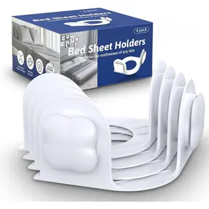 Bed Sheet Holders for Corners: Fitted Bed Sheet Grippers with Twist-Lock Clips Keep Sheets Tight Heavy-Duty Grip Quick All Mattresses Easy Installation 4 P