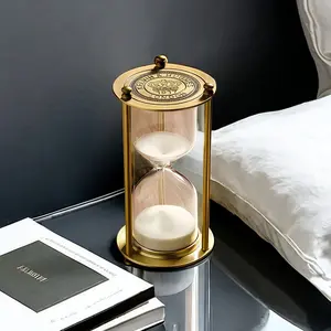 Countertop Metal Hourglass Timer, Retro Bronze Design, Office Desktop Decoration Ornament, Decorative Element, Unique Timepiece Accessory, Durable Metal