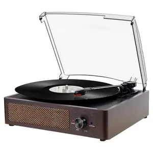 Vinyl Record Player, Turntable with Built-in Bluetooth Receiver & 2 Stereo Speakers, 3 Speed 3 Size Portable Retro Record, Gift for Women and Men