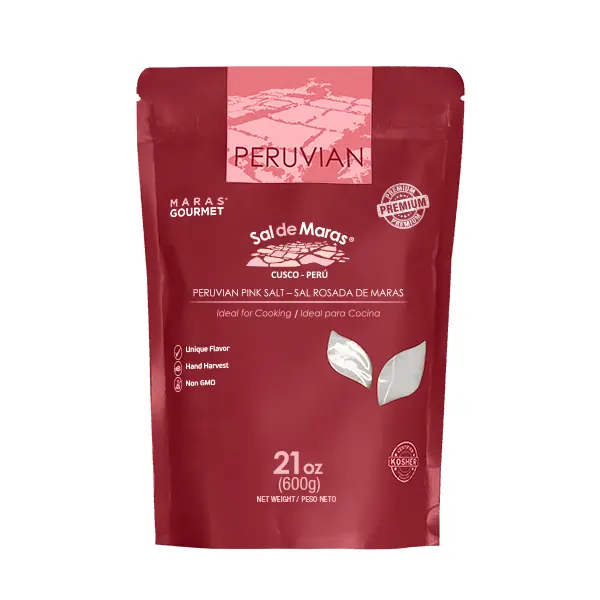 MARAS GOURMET - SPRING SALT - MARAS PINK SALT - ANDEAN PINK SALT - FINE GRAIN FOR GENERAL COOKING - PAPER BAG x 21 oz