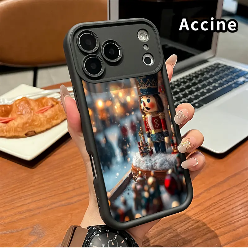 Smartphone Case for iPhone 17 Pro Max, 16 Plus, 15, 14, 13, 12, 11, Air E Nutcracker Winter Glow - Handheld Cellphone Protection Cover with Anti-Scratch, Shockproof TPU Bumper, Drop-Proof Design for Devices, Matte Finish