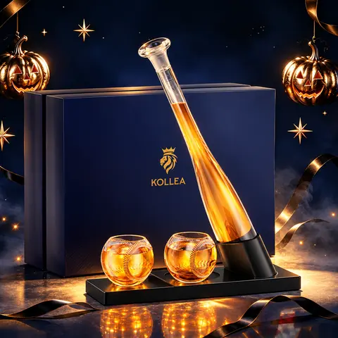Sports Fan Gifts,Kollea 20 Oz Baseball Whiskey Bottle with 2 Glasses,Halloween Gift&Party Decor,Creative Glass Liquor Bottle,Lead Free Glass,Classy Drink Utensils for Tequila&Bourbon,Birthday&AnniversaryGifts for Him,Brother,Coach,Boyfriend,Decanter Set g