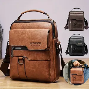 WEIXIER Classic Tote Bag - Brown, Durable, Large Capacity, Adjustable Strap, Ideal for Business & Casual Use, Perfect Valentine'S Day Gift for Him, Casual Tote Bag | Classic Style | Durable Handle, Tote Bag
