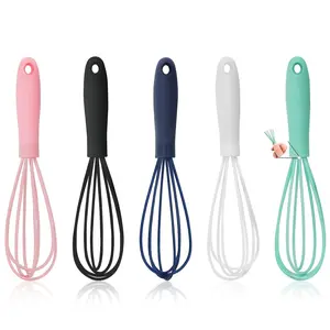 Mini Silicone Whisk Set, 5 Counts Handheld  Colorful Mini Egg Beater,  Balloon Egg Beater for Whisking, Cooking, Baking, Beating, Frothing, Stirring