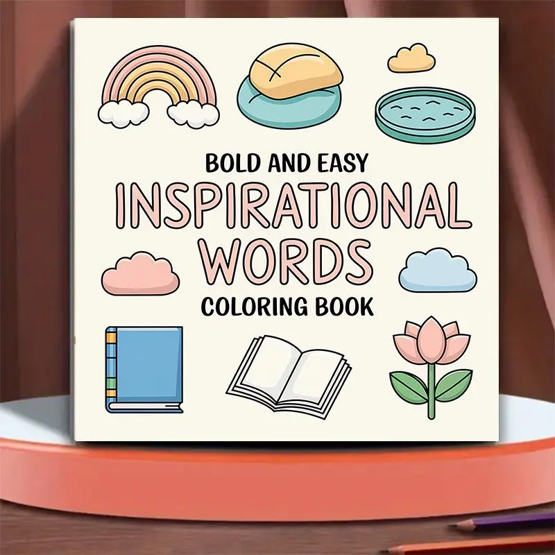 Motivational Word Coloring Book, 1 Count 20 Pages Creative Coloring & Doodle Art Notebook, Inspirational Word Theme Coloring Book, without Pen, Doodle Books