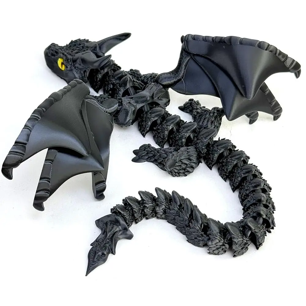 9 Inch 3D Printed Dragon with Wings, 3D Printed Animals Toys, Fidget Dragon Toys, Flexible Articulated Winged Dragon Model, Desktop Pet Decor, Dragon Gift for Kids & Adult