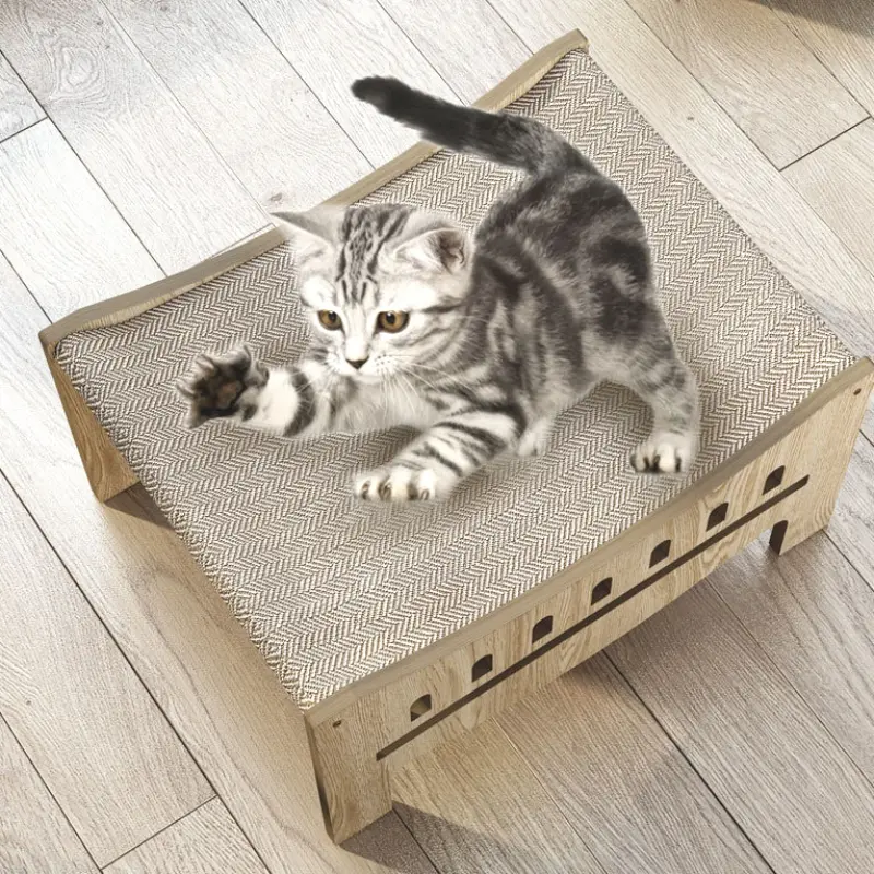 Minimalist Wooden Cat Bed Hammock - Comfortable All-Season Pet Bed | Durable Cat Lounger for Kittens & Adult Cats