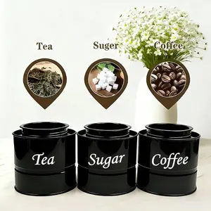 3-Piece Stackable Metal Canisters Set, Heavy-Duty Tin Food Storage Containers, Reusable Kitchen Storage Jars, Ideal for Tea, Coffee, Nuts, Grains